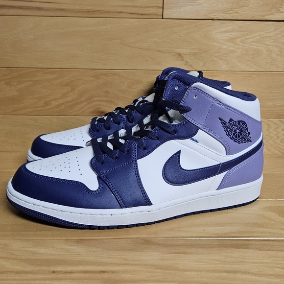 Air Jordan Retro 1 Mid Blueberry Sky Purple White Mens Shoe Sneaker DQ8426-515 - Picture 6 of 11